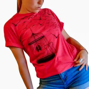 Greater Heights - Crew Neck T-Shirt - Red by Devils May Care- Unisex